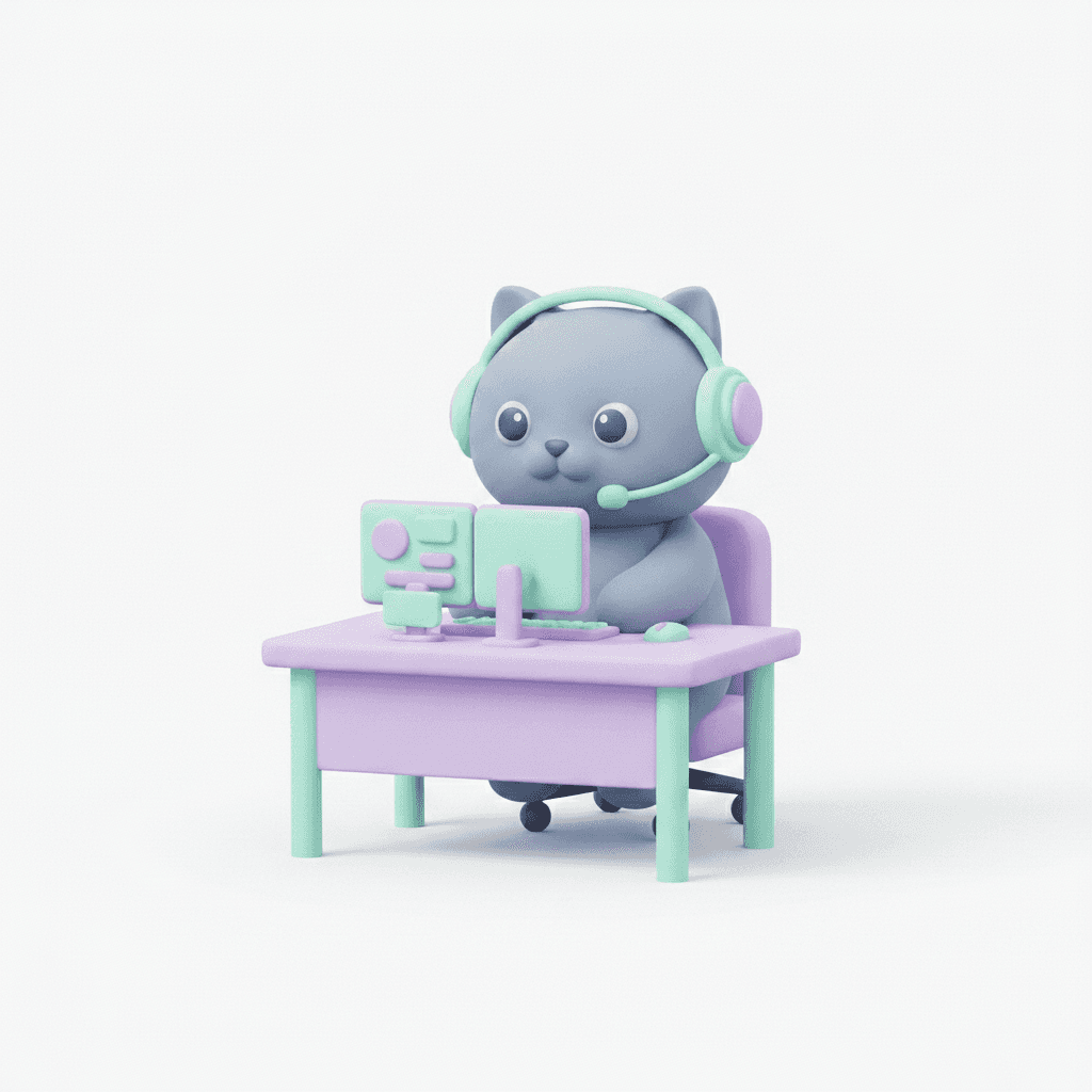 Cartoon cat supervising deployment