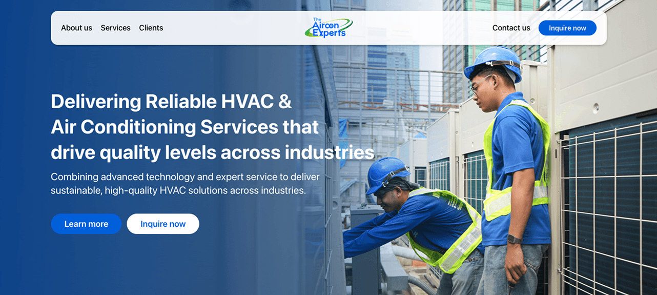 The Aircon Experts website screenshot