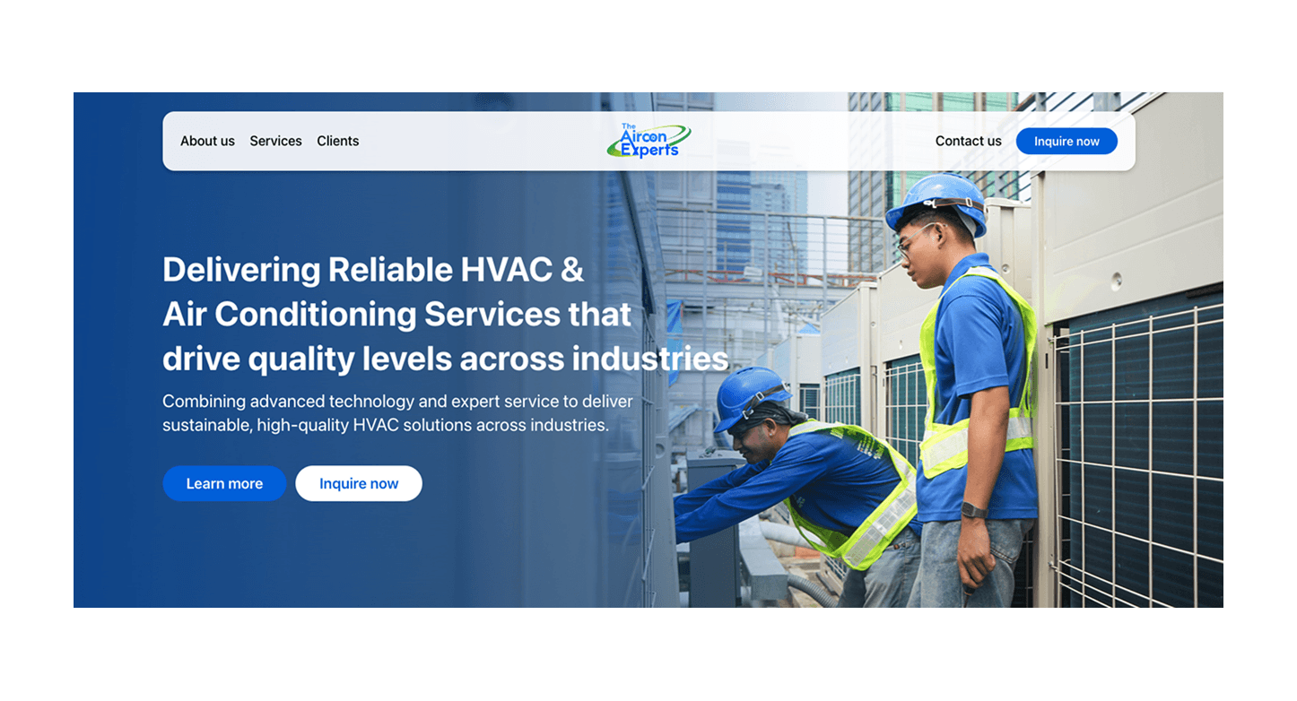 The Aircon Experts website screenshot