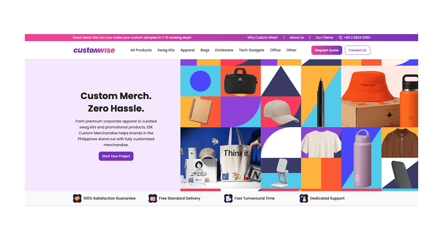 Custom Wise website screenshot
