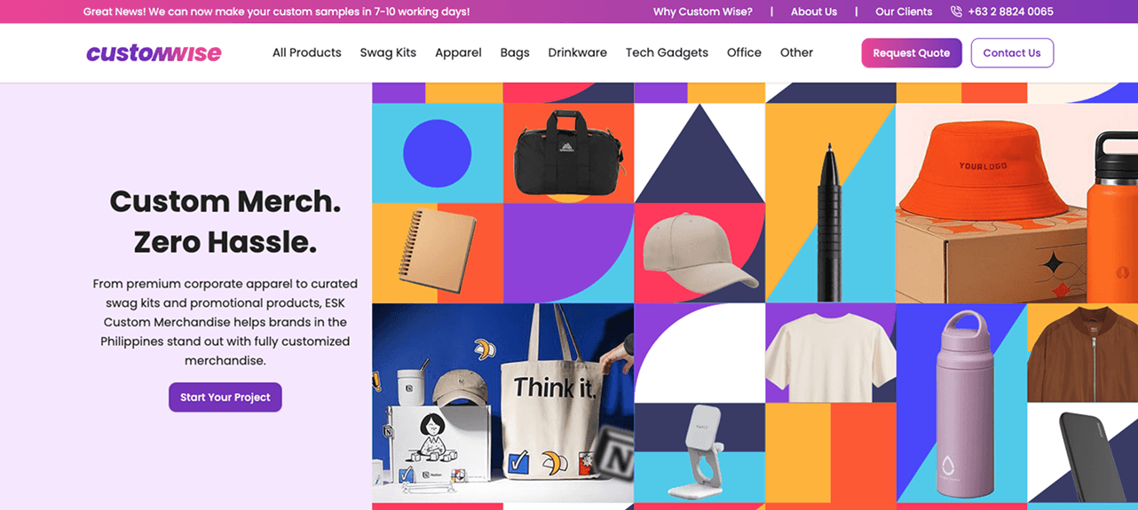 Custom Wise website screenshot